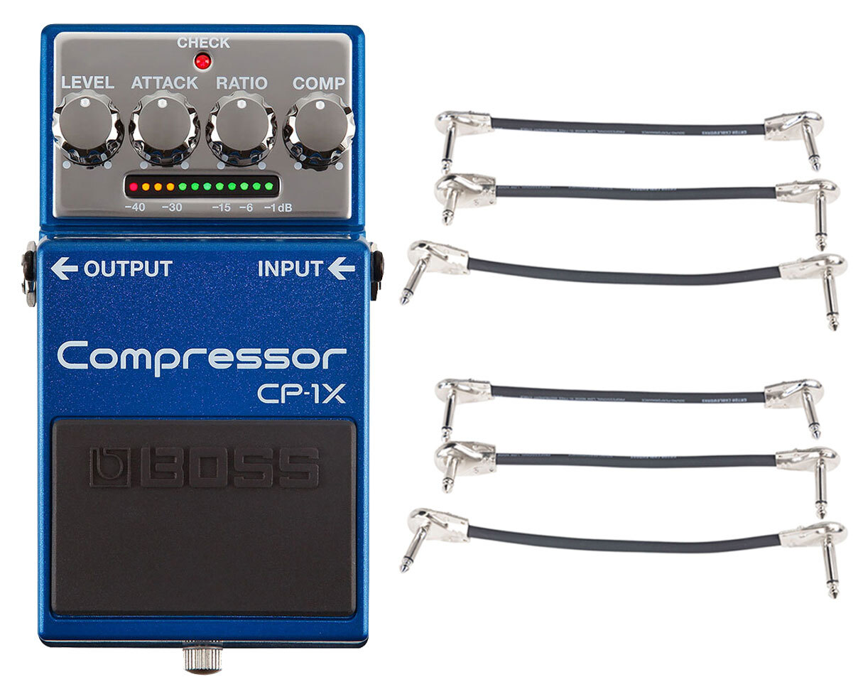 Boss CP-1X Compressor + 2x Gator Patch Cable 3 Pack
