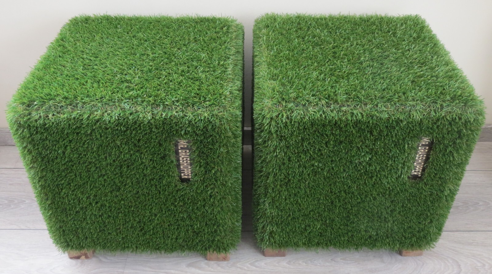 set of 2 Mr. Grasshopper Junior bench approx. 14x 14 x 16 wood & faux grass