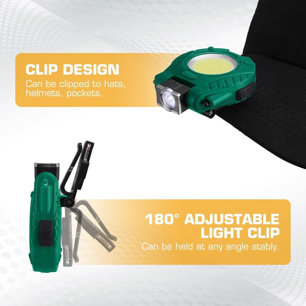 EverBrite 2 Pack COB Keychain Work Light Waterproof 6 Modes for Camping Green US
