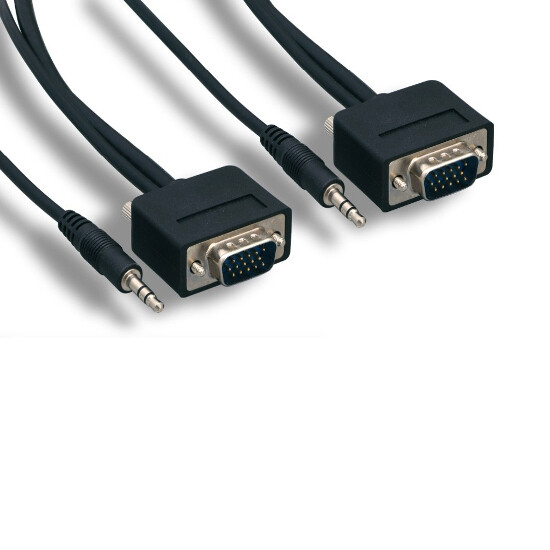 35 Feet Slim SVGA Video/3.5mm Stereo Audio Cable 32AWG HDTV PC Monitor Projector