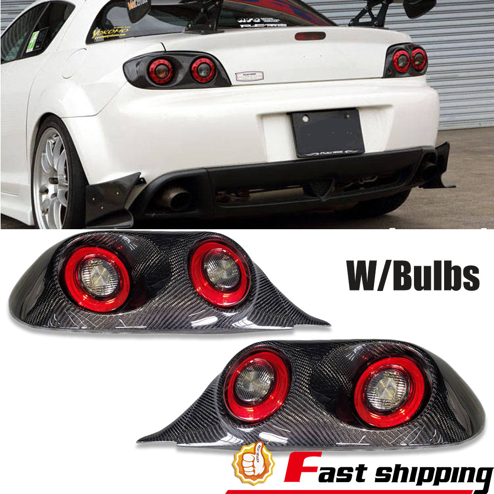 Fit 2002-2007 Mazda RX8 LED Rear Tail Light Carbon Fiber Brake Lamp w/Wiring