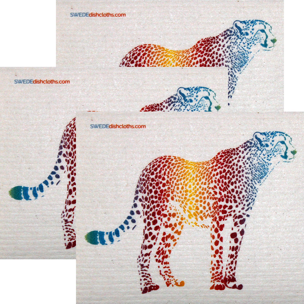 swedishdishcloth Colorful Cheetah Set of 3 each Swedish Dishcloths |ECO Friendly