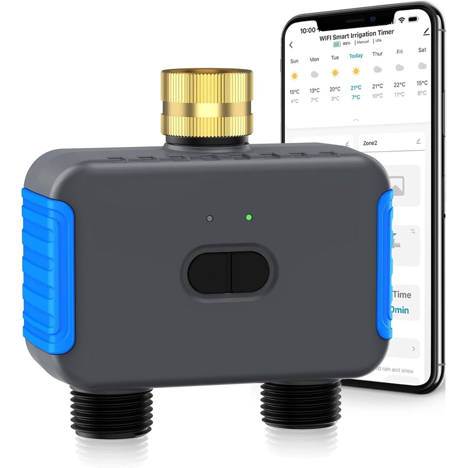 WiFi Sprinkler Timer, 2 Zone Smart Bluetooth Hose Timers, Water Timer for Garden