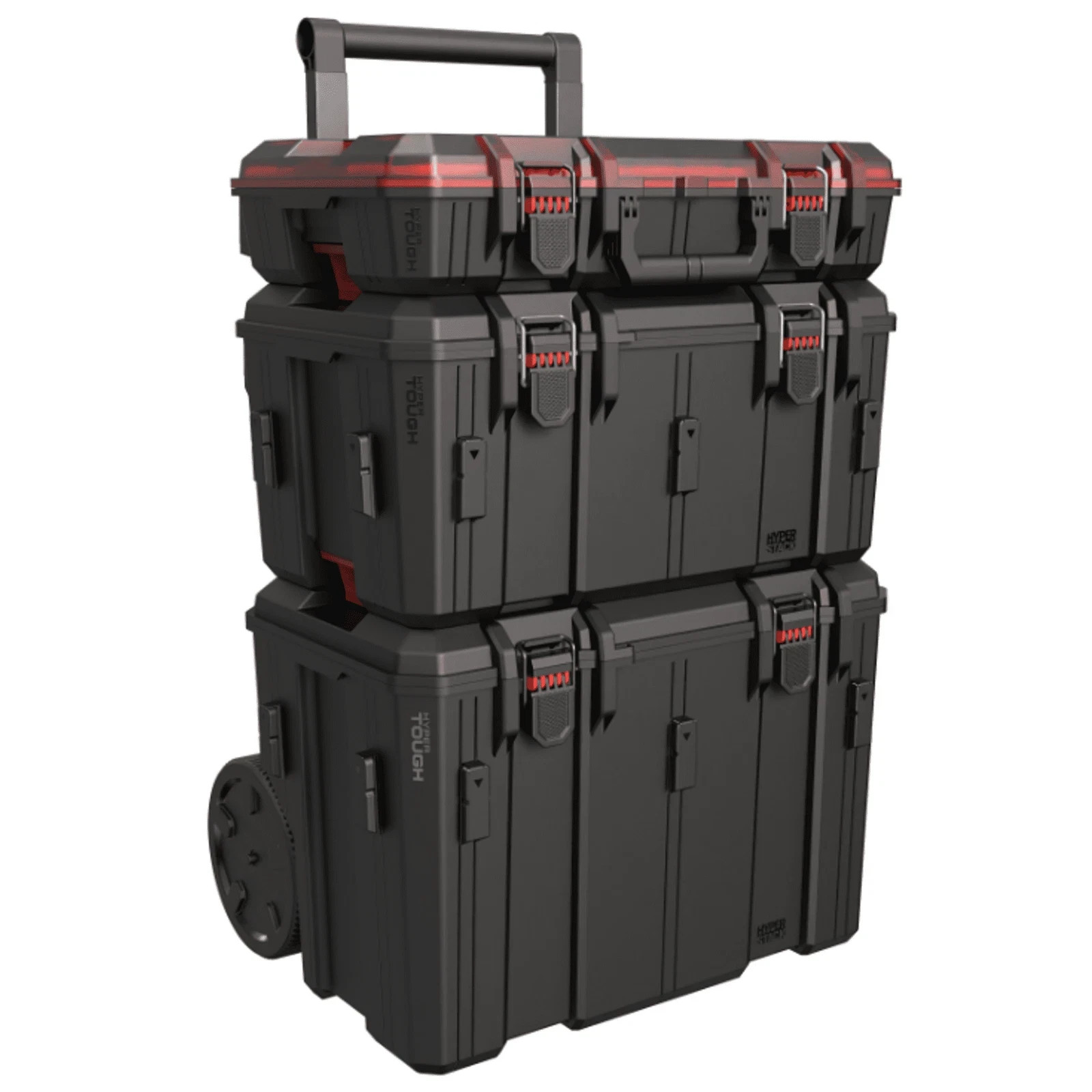 Stackable Toolbox Heavy Duty 3 Piece Modular Rolling System Equipment Storage