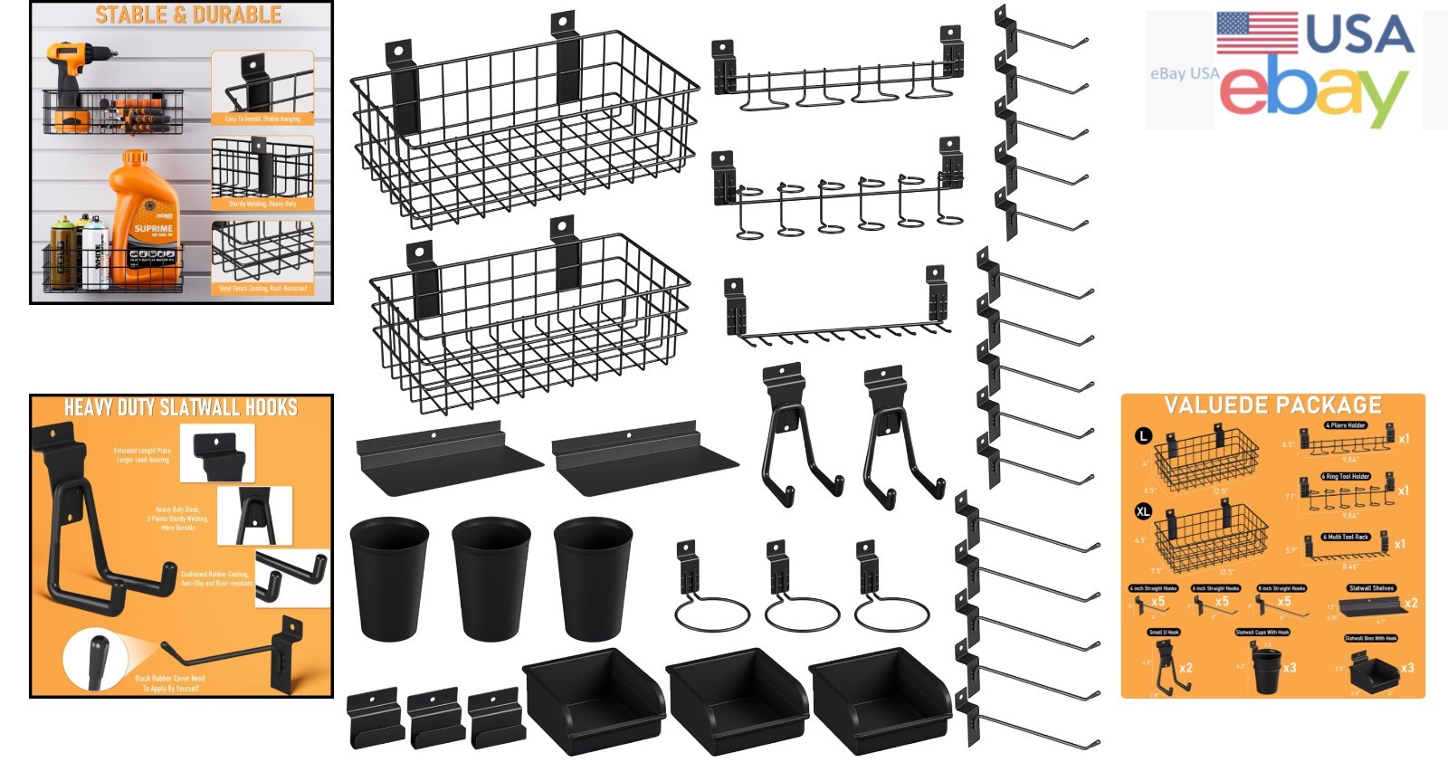 Multi-Piece Slatwall Accessories for Home Organization with Easy Installation