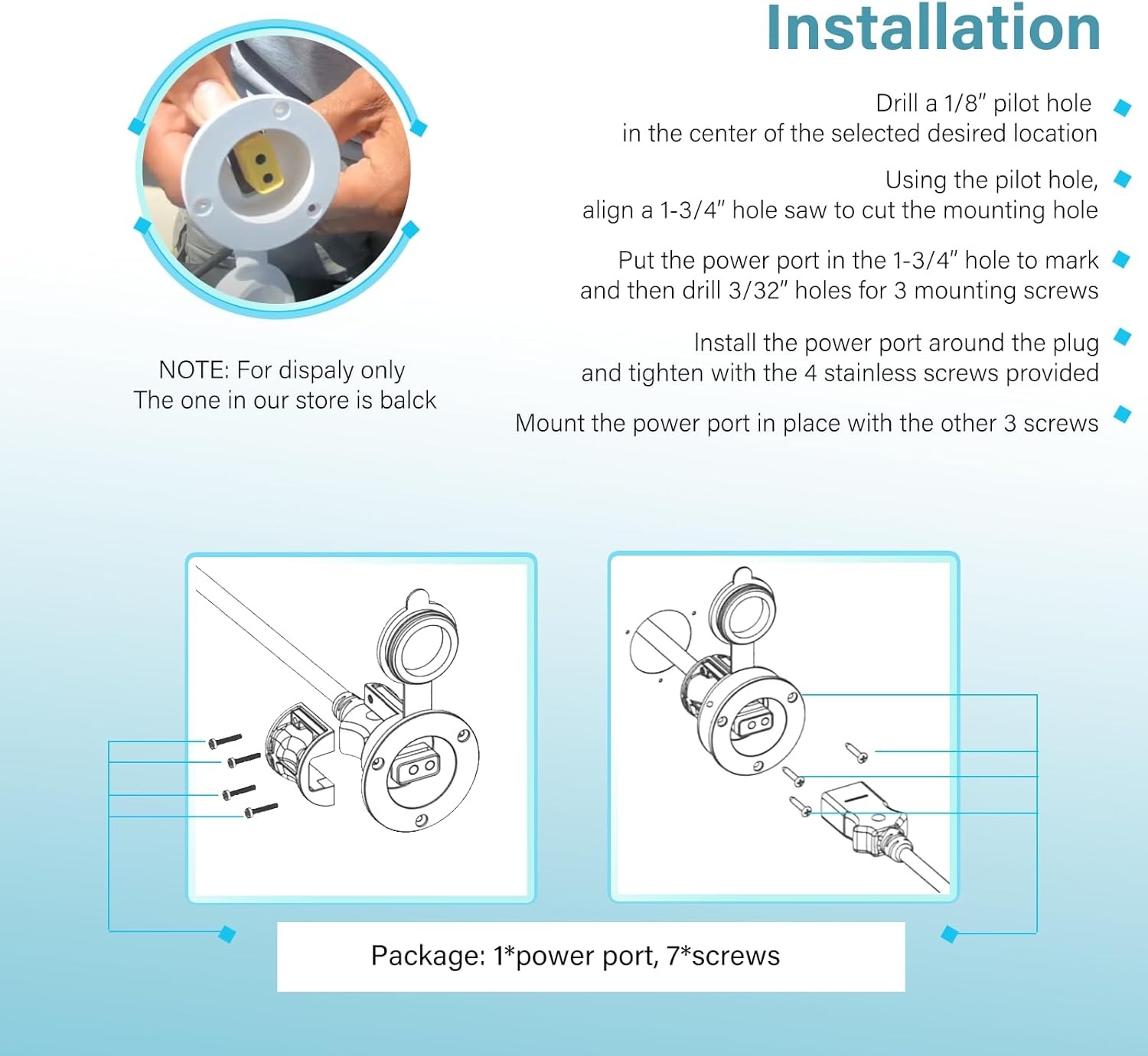 for Cannon Flush Mount Power Port Downriggers Quick Thru-Hull Connection 1903012