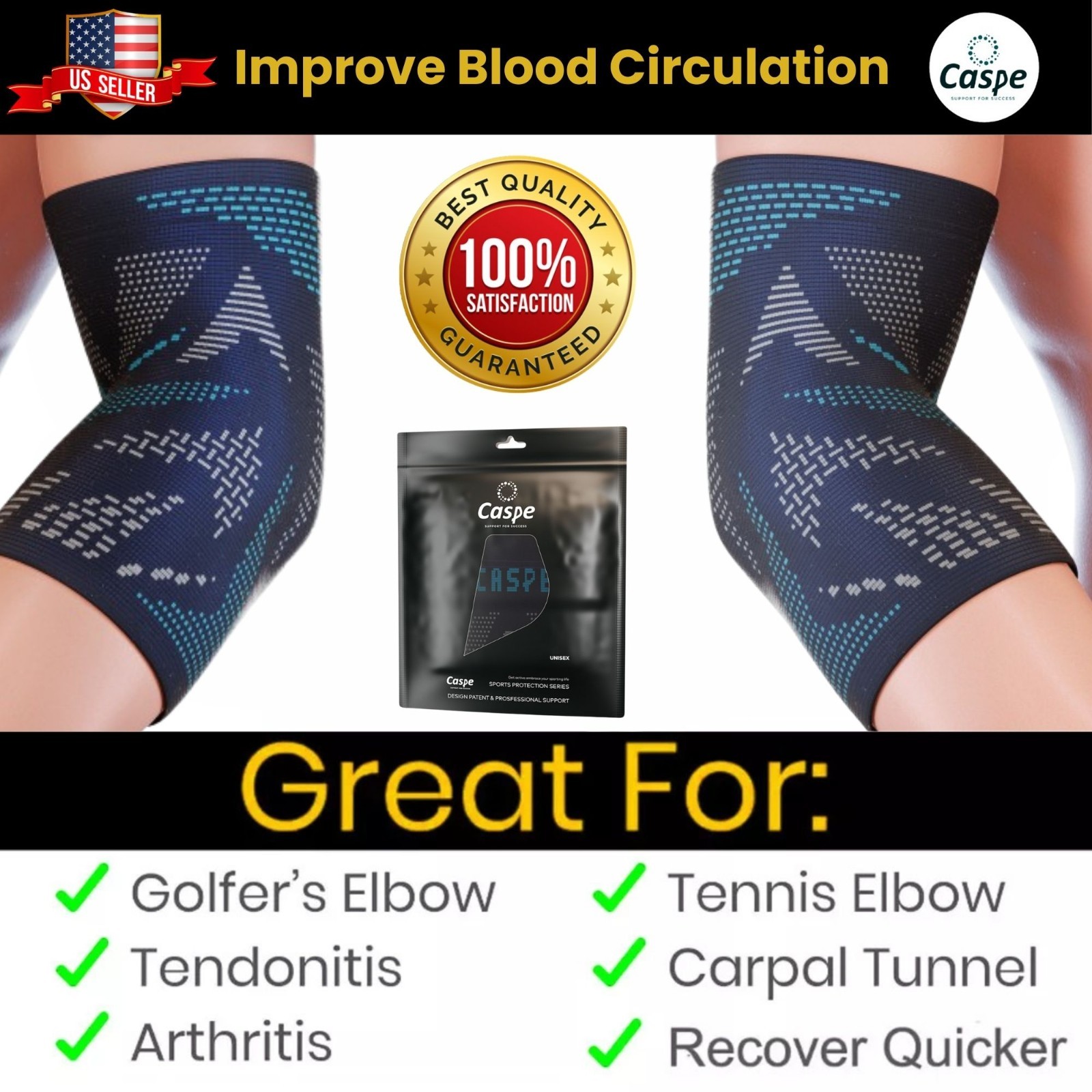 2 Pcs Elbow Brace Compression Support Sleeve Fit Arthritis Tendonitis Joint Pain