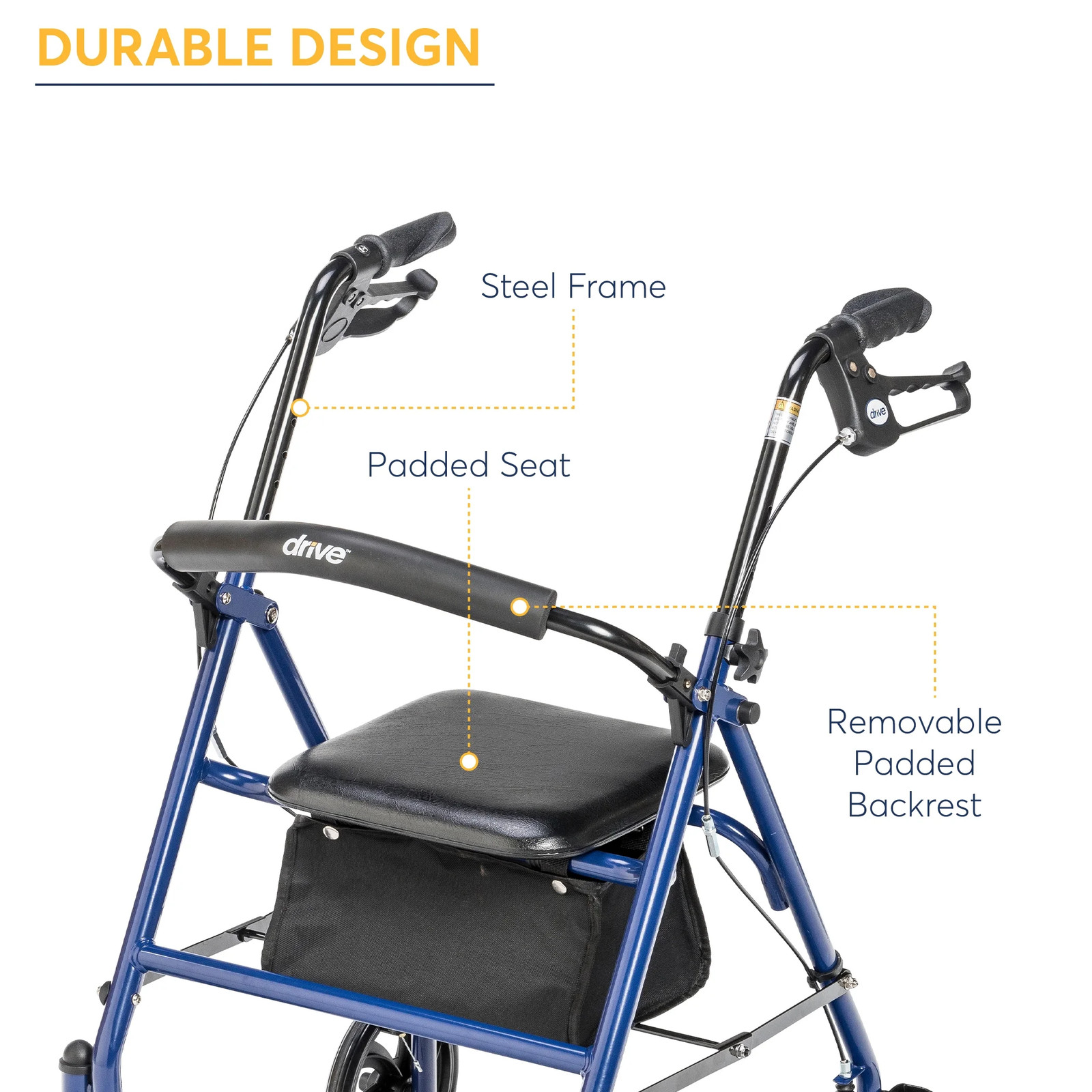 Drive Medical Four Wheel Rollator Rolling Walker with Fold Up Removable*-