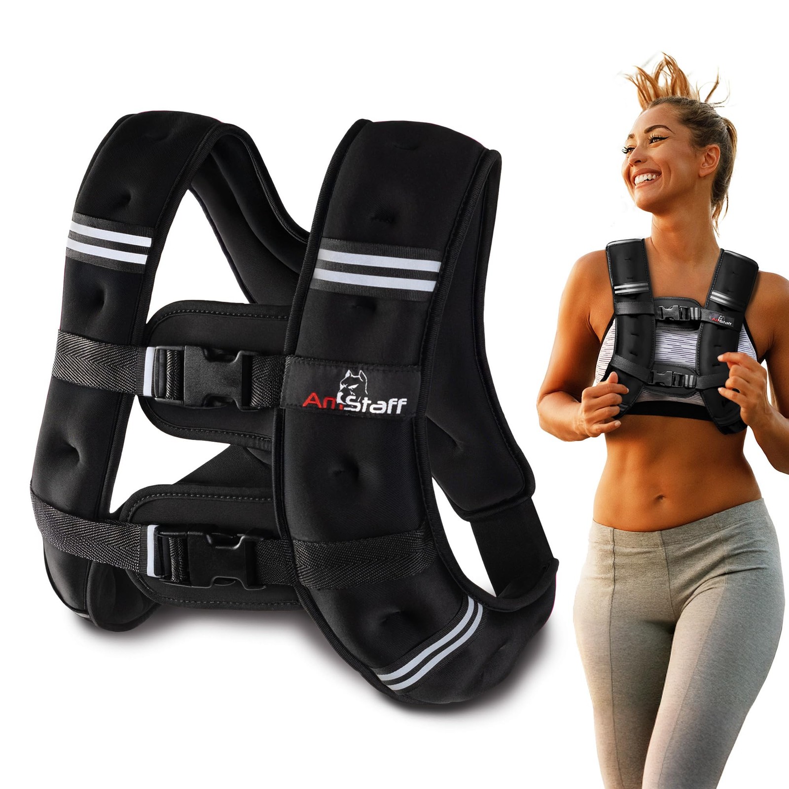 AmStaff Fitness Weighted Vest - Weight for Running, 12 lb, Black