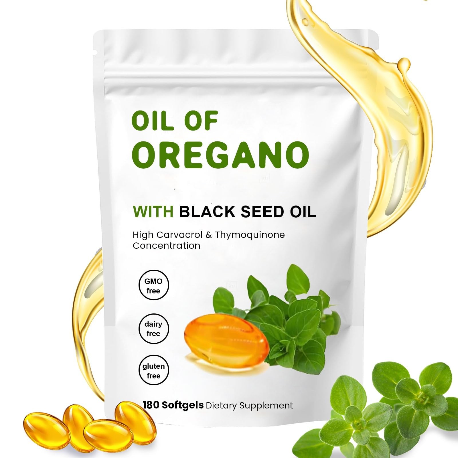 YKJHCSL 2-in-1 Oil of Oregano Softgels, Organic 180 Count (Softgels), Blue