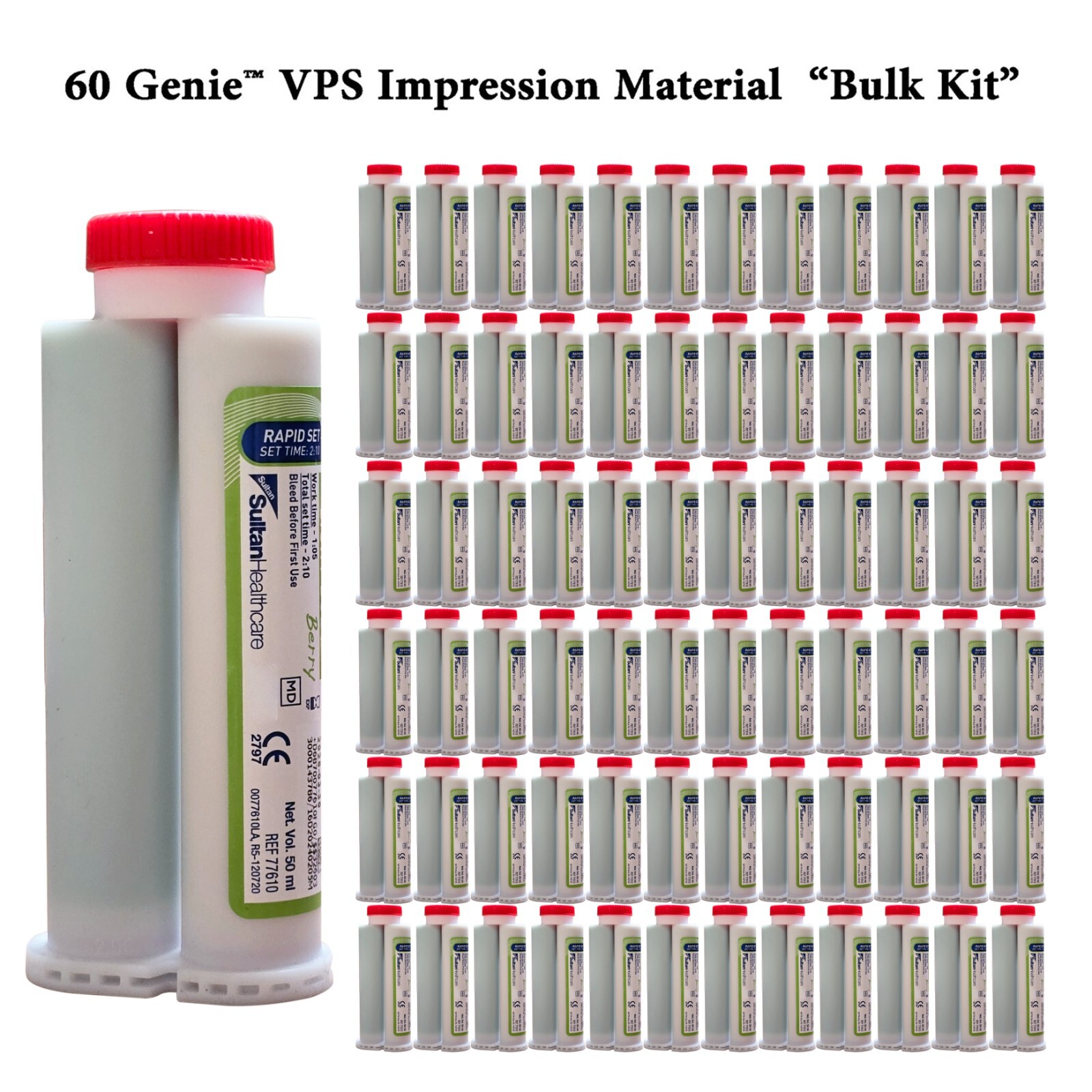 60x Genie VPS Light Body Rapid Set Berry Flavored Bulk Kit 50ml Cartridges 77720