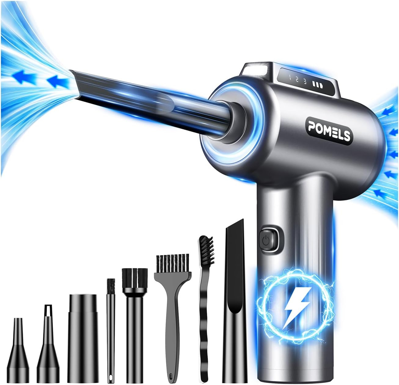 Compressed Air Duster, 110000RPM Ultra-Powerful Electric Air Duster with LED Lig