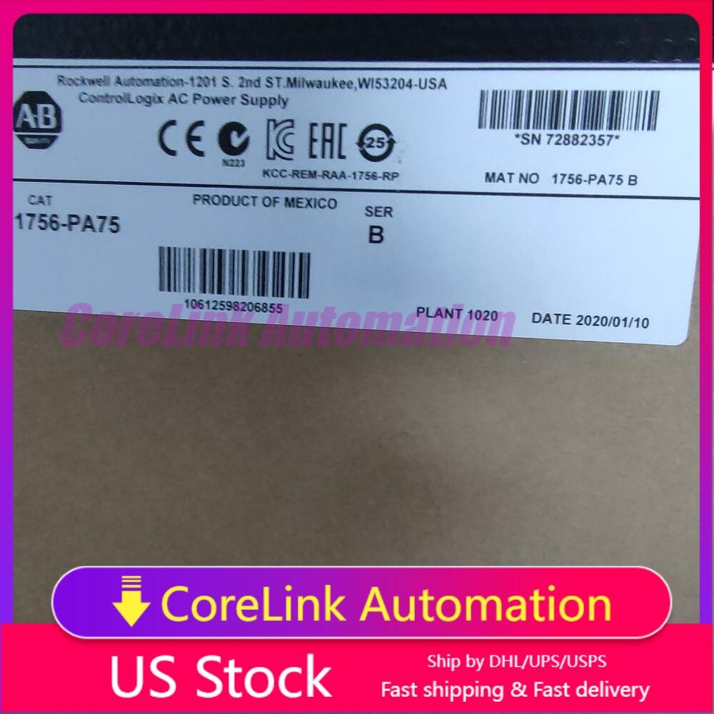 New Factory Sealed Allen-Bradley 1756-PA75 ControlLogix AC Power Supply 1756PA75