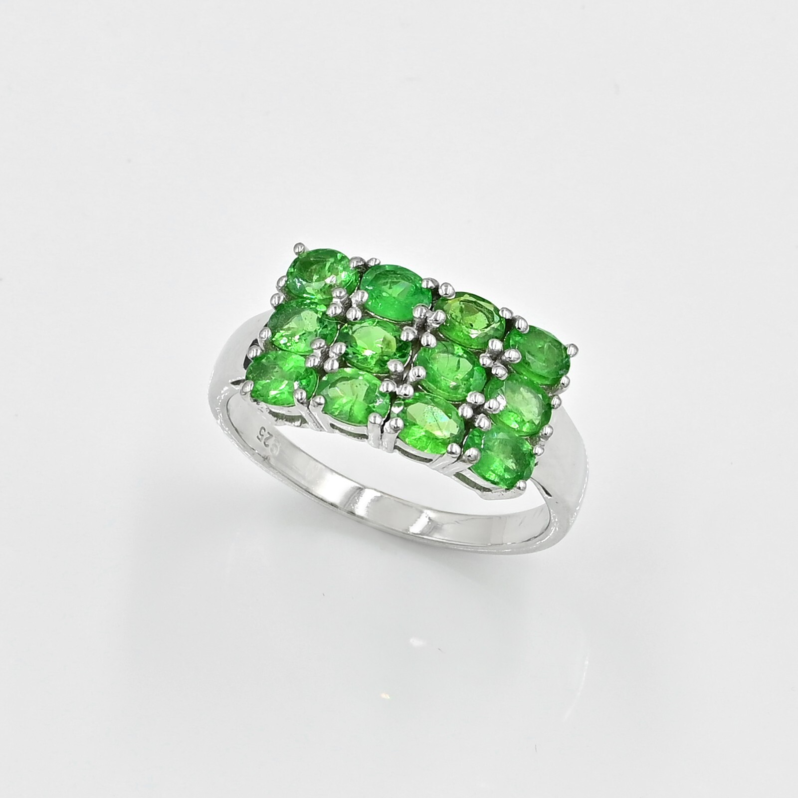 Natural Tsavorite Green Garnet 925 Sterling Silver January Birthstone Women Ring