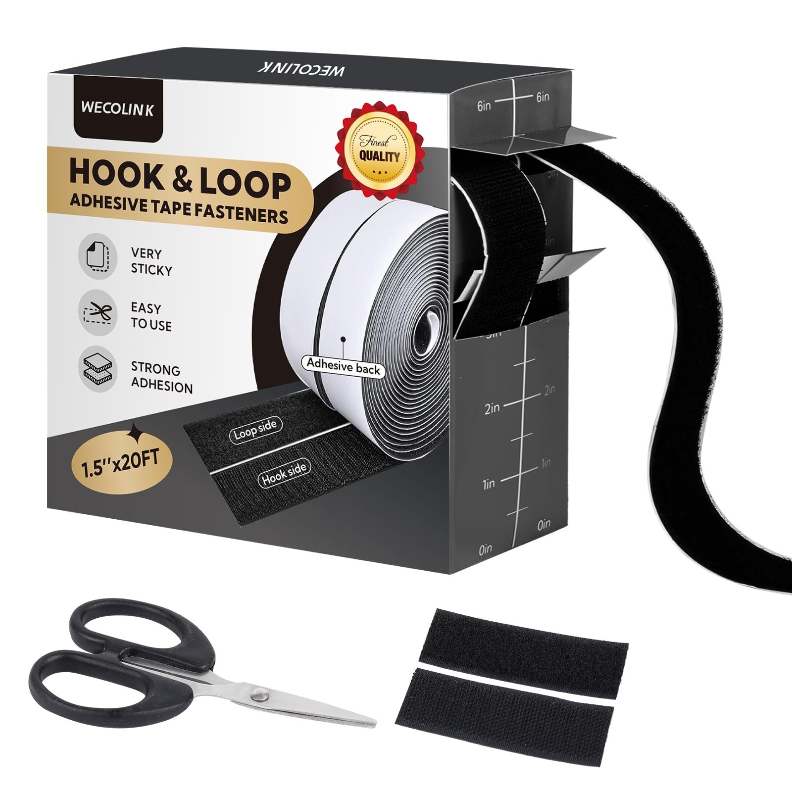 20Ft x 1.5in Hook and Loop Tape Adhesive Heavy Duty Sticky Back NEW