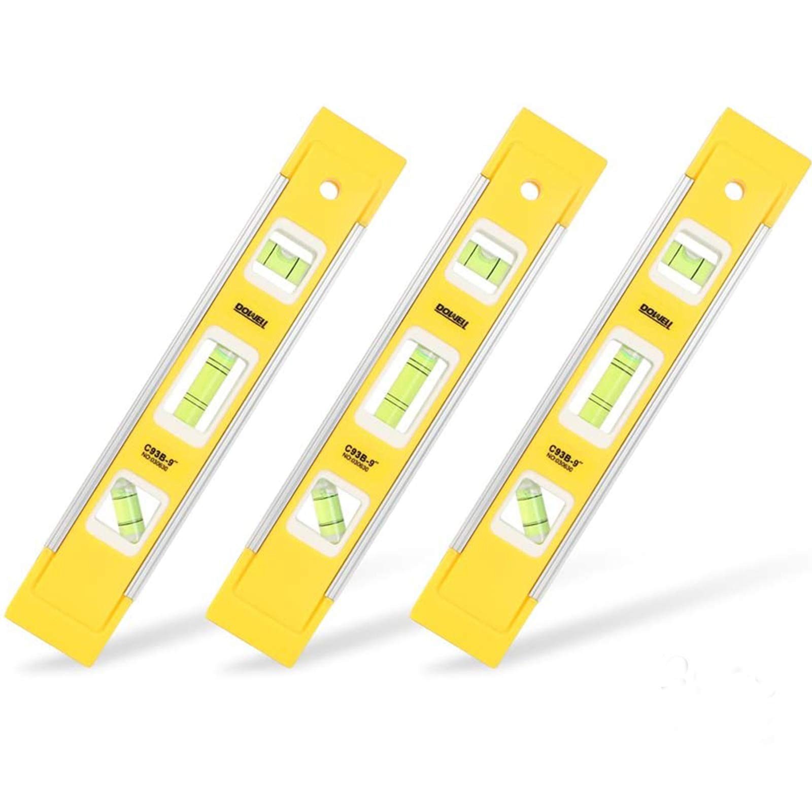 DOWELL 9 Inch Magnetic Box Level Torpedo Level(3PCS),3 Different 3pcs