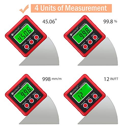 Digital Angle Finder, Backlight LCD Digital Angle Gauge Protractor Red