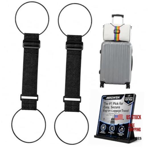 2Pcs Luggage Straps for Suitcases 2-in-1 Add a Bag Strap Adjustable black