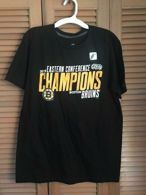 new Boston Bruins HOCKEY 2019 Eastern Conference CHAMPIONS T-Shirt MEN'S sizes