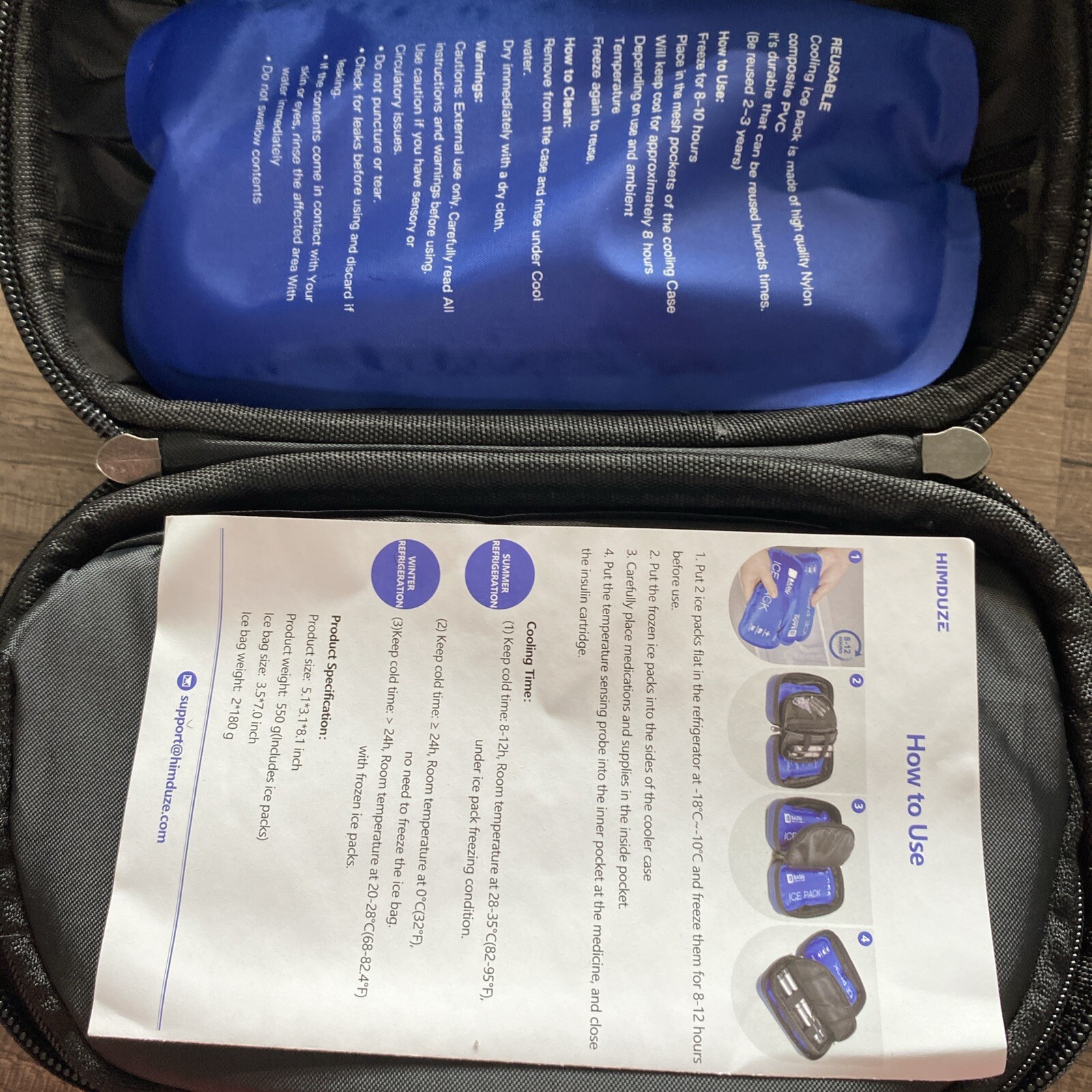 Himduze 24h Cooler Travel Case w/ 2 Ice Pack Temperature Display /c