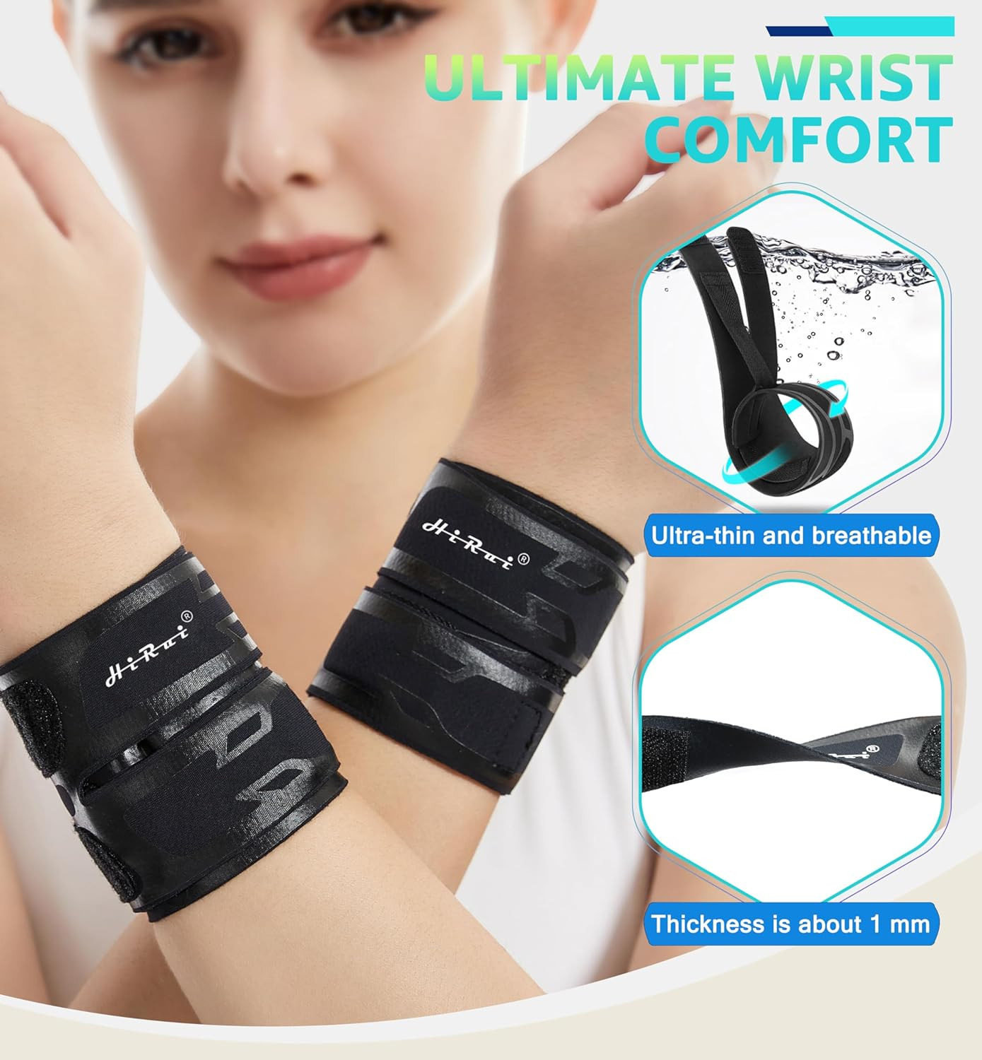 HiRui Wrist Brace Wrist Wrap for TFCC Tears, Ultra-thin Compression Wrist Strap