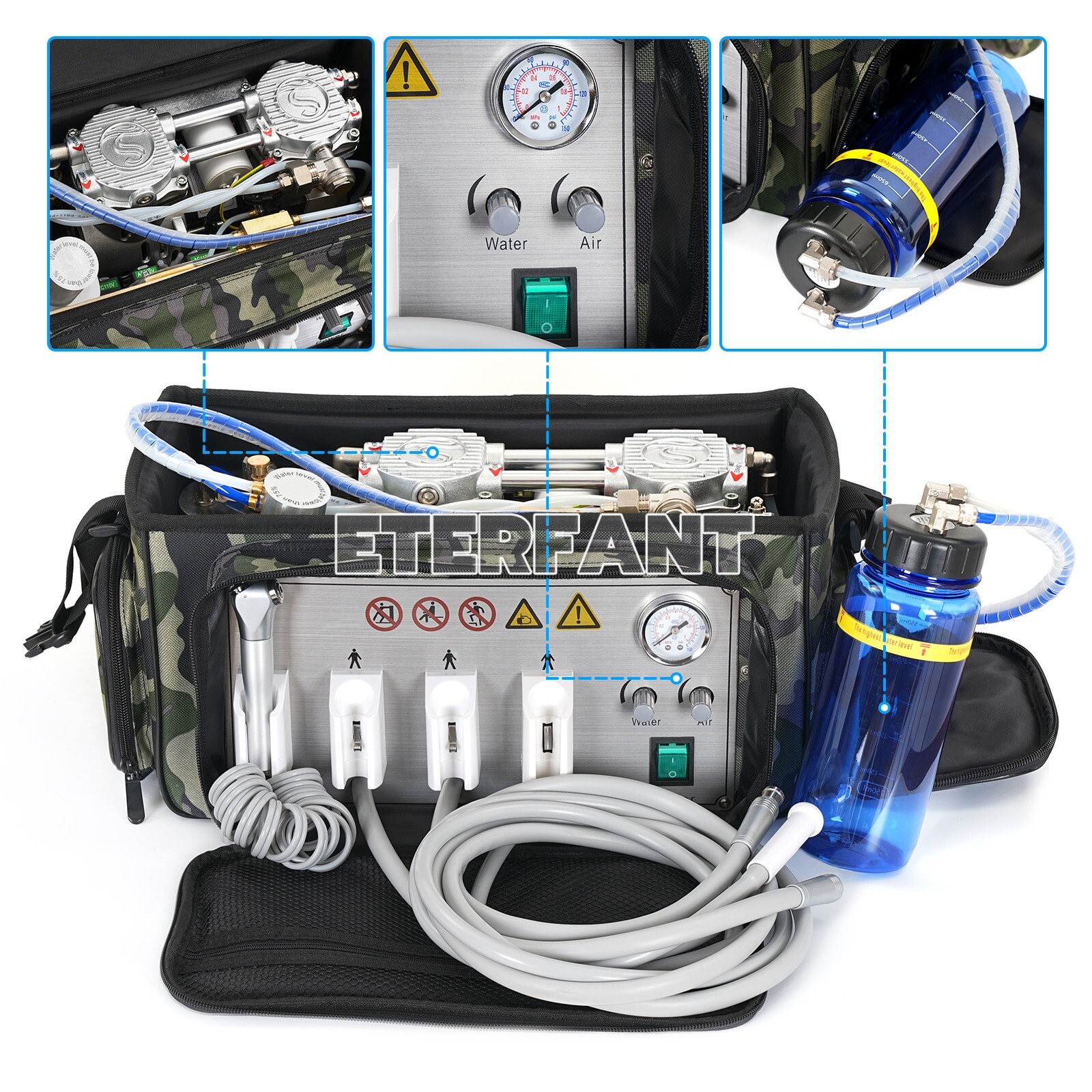 Portable Dental Delivery Unit Bag Air Compressor Suction System 4 Hole BD-401