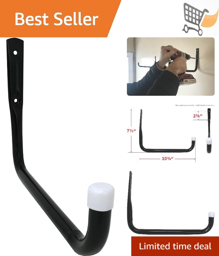 Heavy Duty Steel Garage Hooks 10 Inch Wall Mount 4 Pack Storage Organization