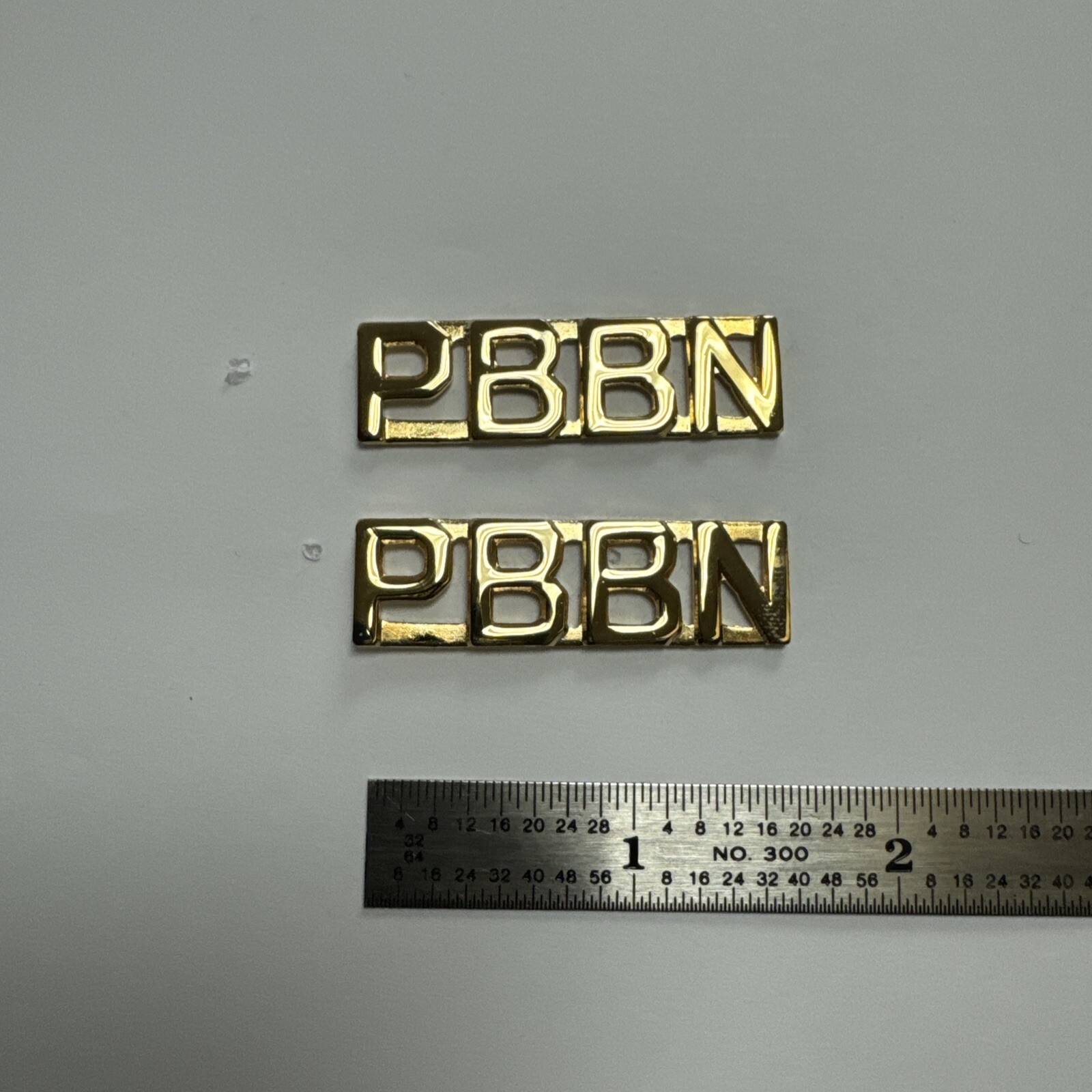 PBBN - Gold Police Collar Brass - Post Rod Backing - NEW - Rank Insignia