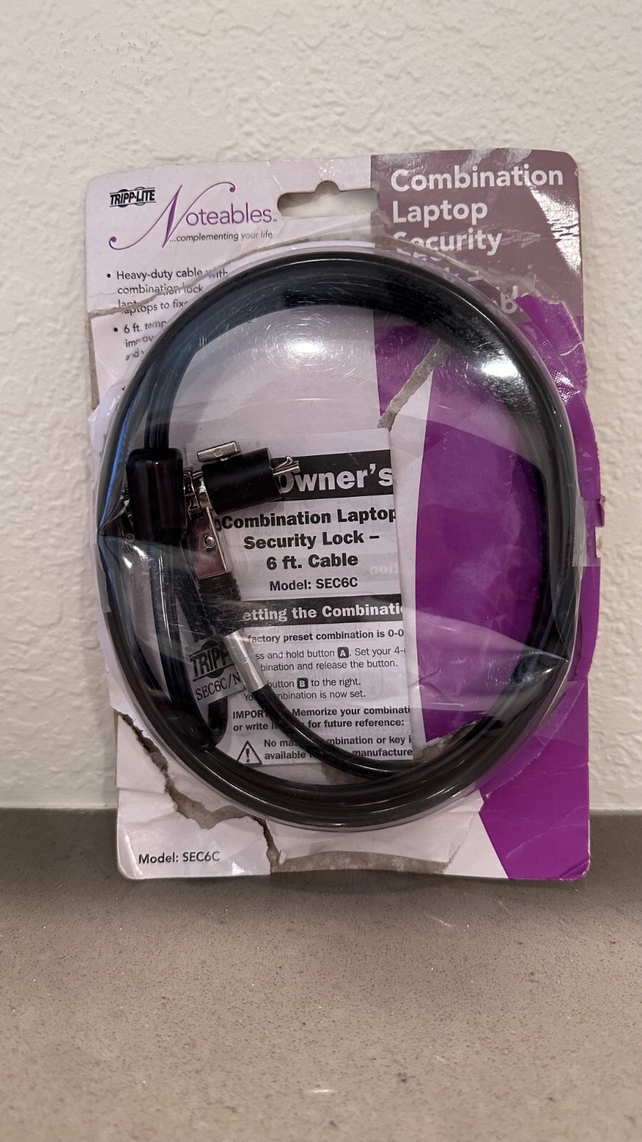 Tripp-Lite Combination Laptop Security Lock 6 ft. Cable - Open Box