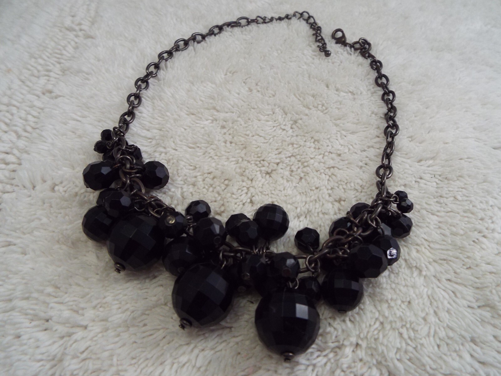 Gunmetal Black Bead Scoop Necklace (A57)