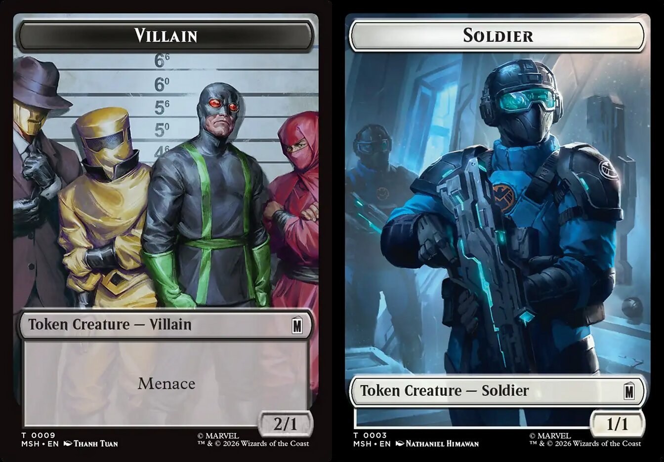 MTG Marvel Super Heroes TOKEN Villain#0009 Soldier #0003 PLAYSET 4X X4