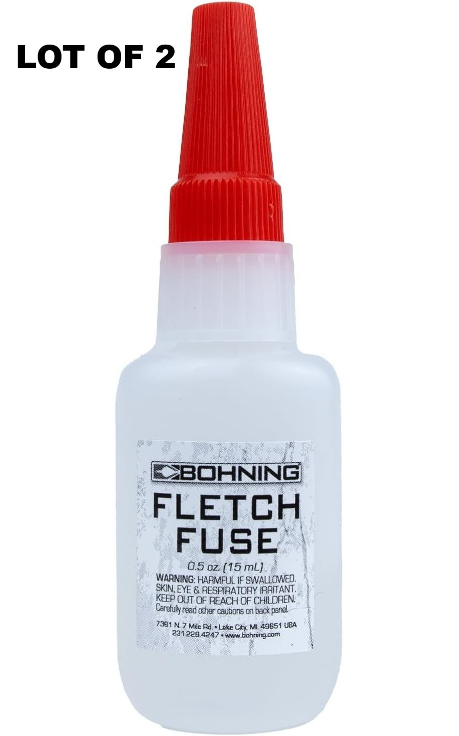 Lot of 2 Bohning Fletch Fuse Instant Glue Fletch Fuse Insant Glue, .5 oz
