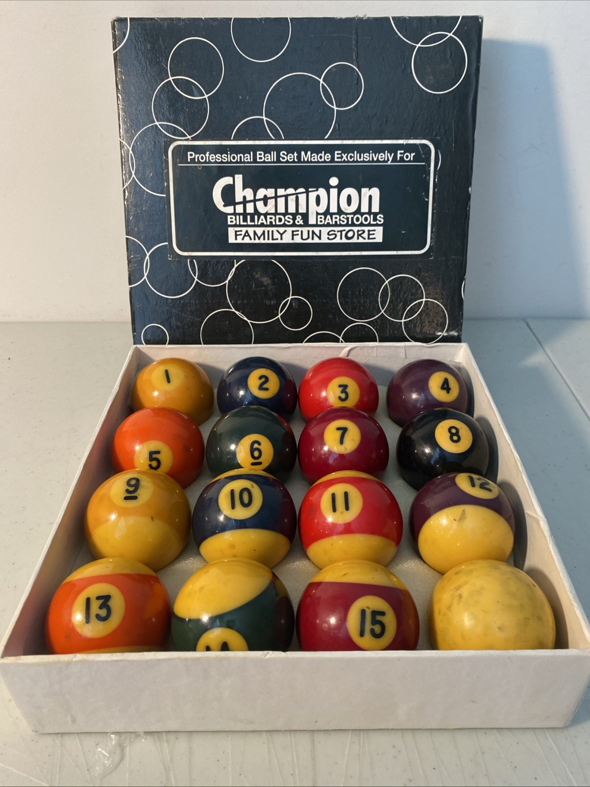 Champion Professional  2-1/4" Billiard Pool Ball Set Complete 16 Ball Set