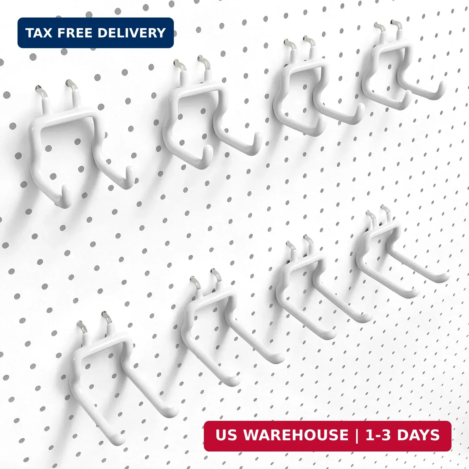 8-Pack Pegboard Hooks, Peg Board Tool Utility Hooks & Hangers Fit 1/4" Pe