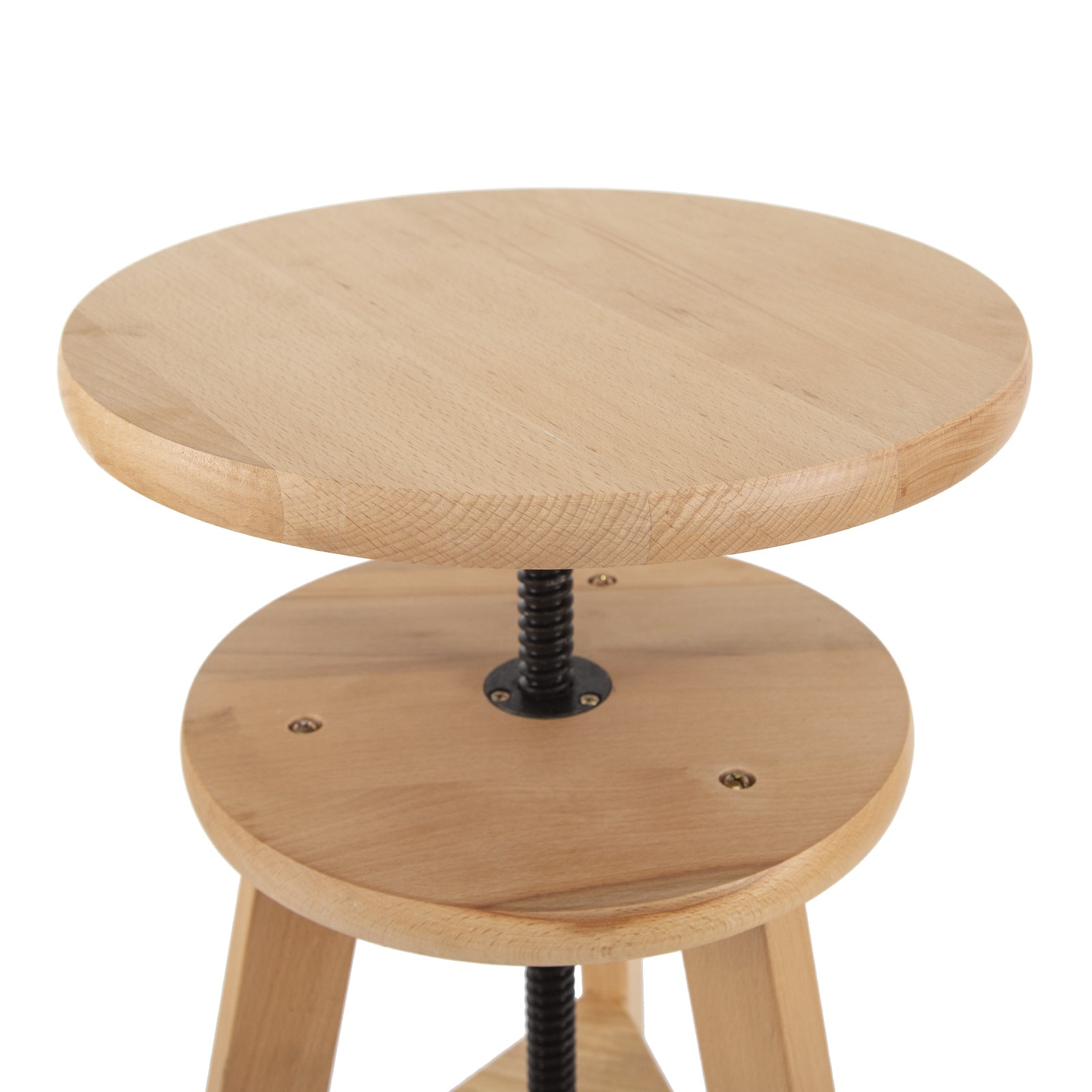 Wooden Round Drafting Stool Adjustable Height Kitchen Bar Stool Swivel Seat US