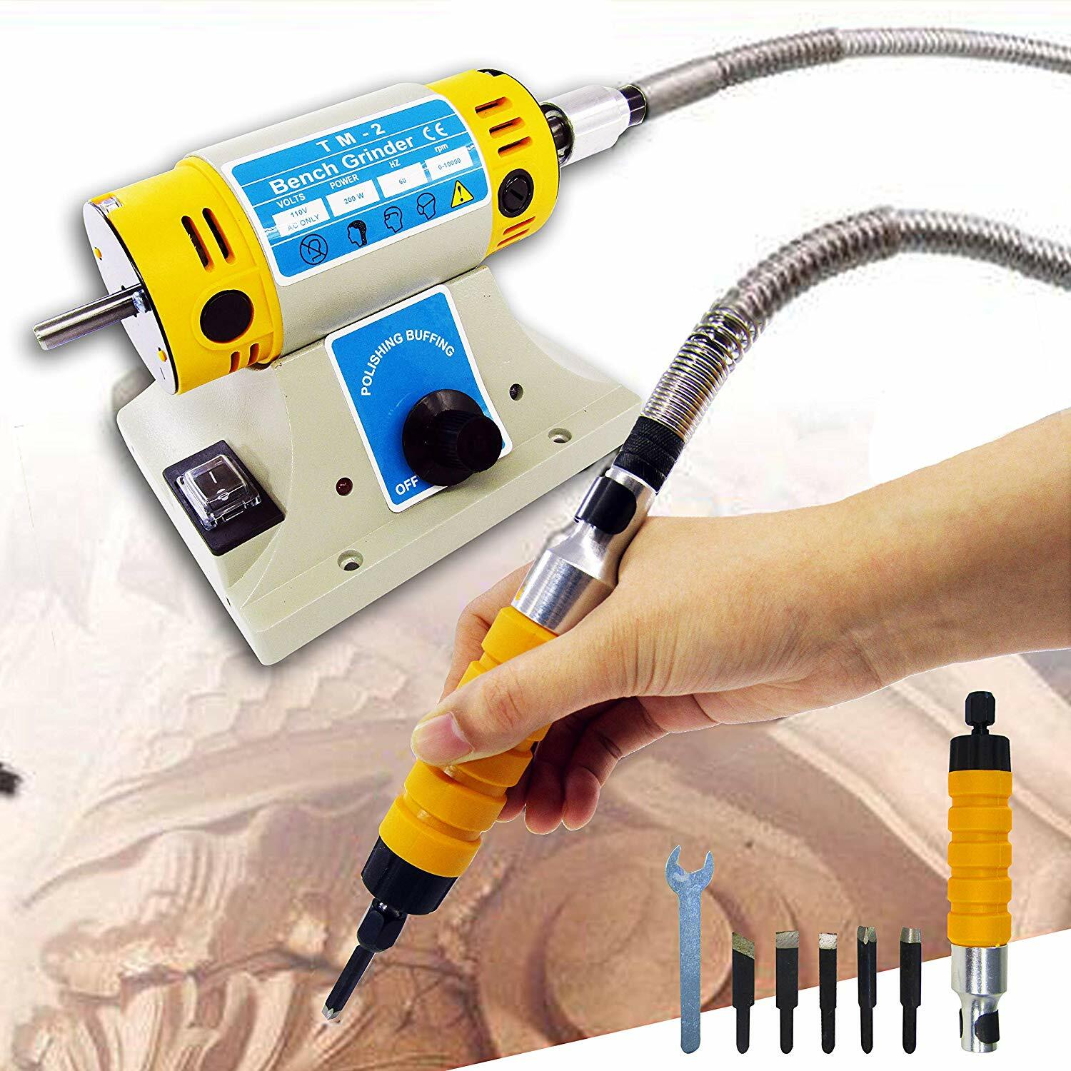 110V Electric Woodworking Carving Machine Woodcut Power Tool w/ 5 Chisel Blades