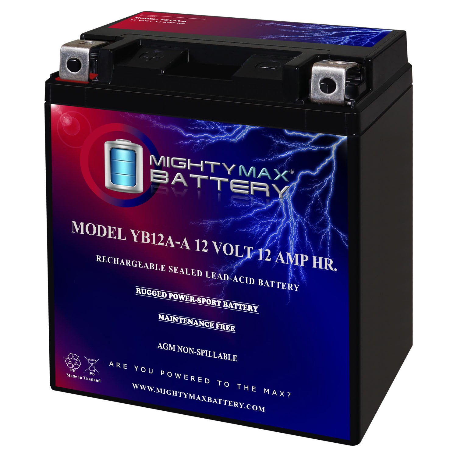 Mighty Max YB12A-A 12V 12AH Battery Replacement for Kawasaki GPZ 550 81-83