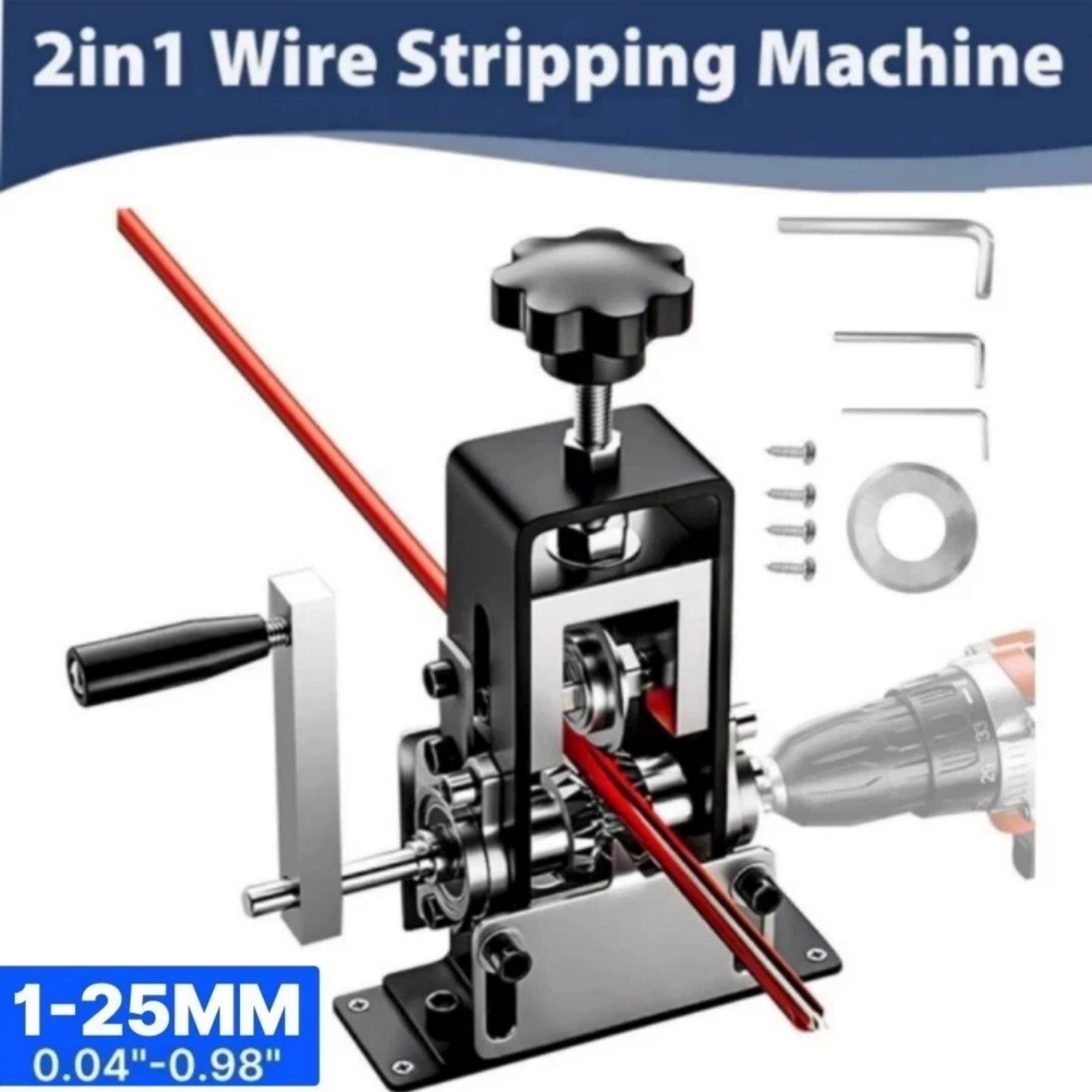 1-25MM Manual Wire Stripping Machine Drill Powered Hand Crank Wire Stripper Tool