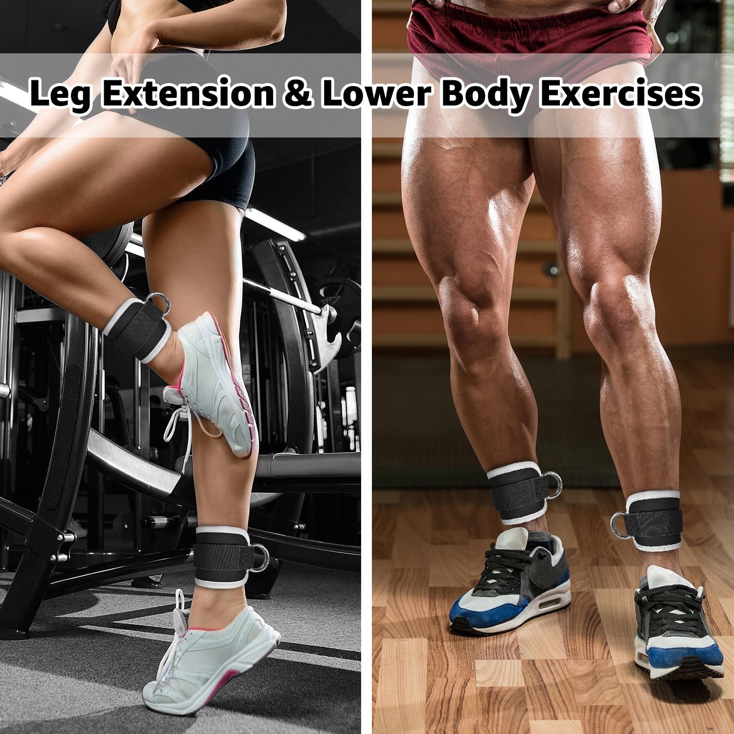 Adjustable Ankle Straps for Cable Machines Glute Kickbacks & Leg Workouts