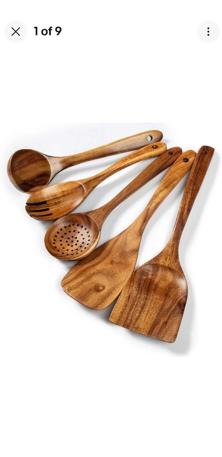 Wooden Cooking Utensil Set – Spoon, Slotted Spoon, Turner, Spatula, Used