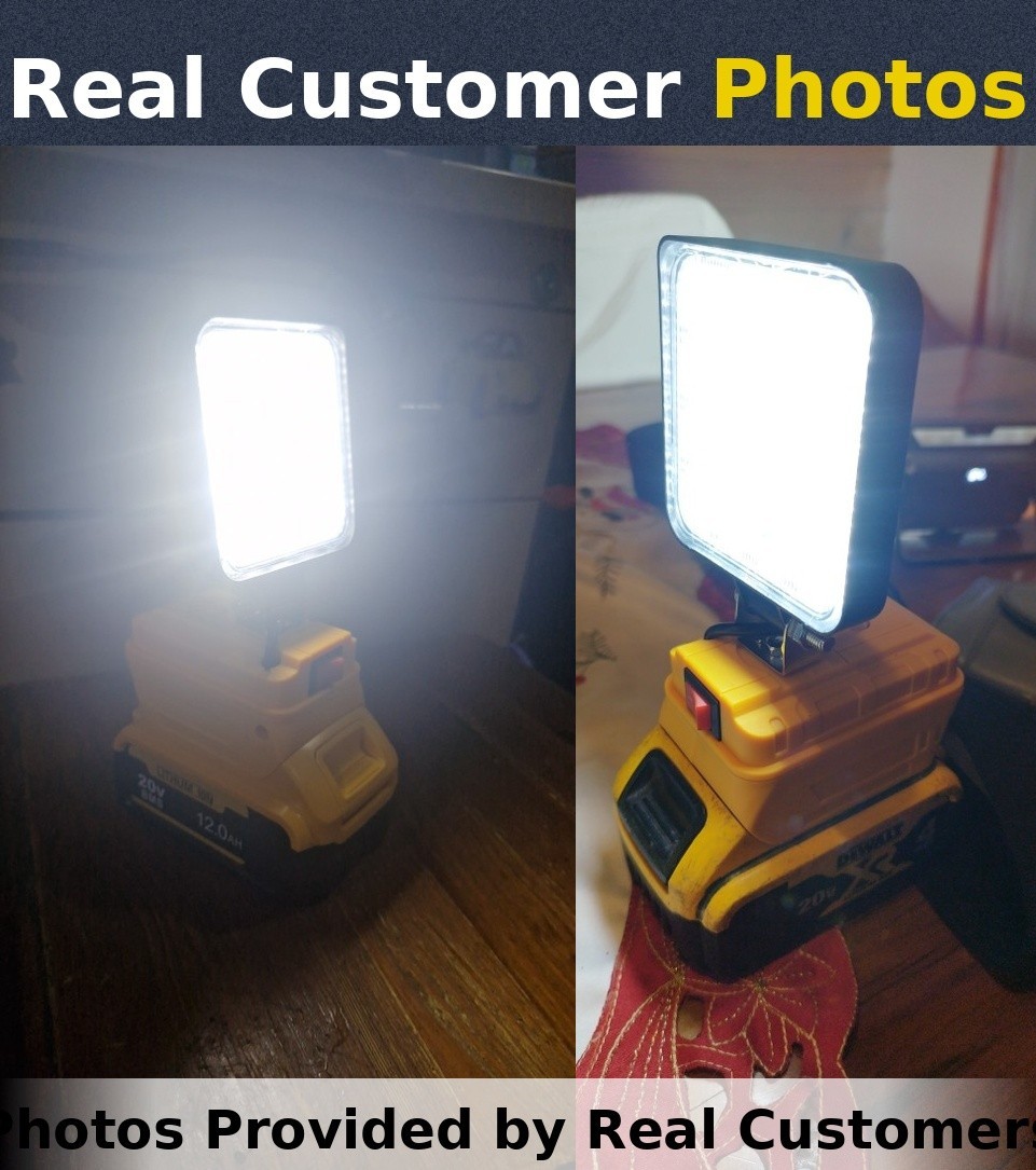 LED 54W 3000LM Flashlight Work Light Powered For DeWalt 20V Li-ion Battery