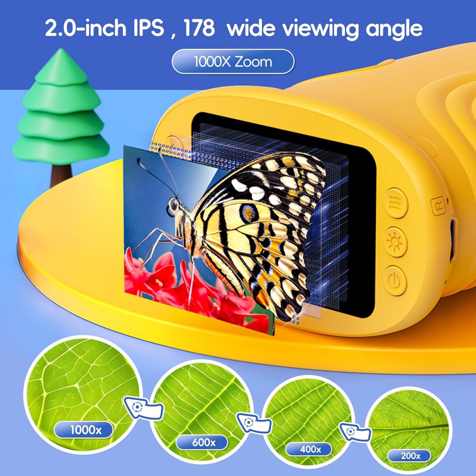 1000x Digital Handheld Microscope Portable with 8 LED Lights for Kids Science