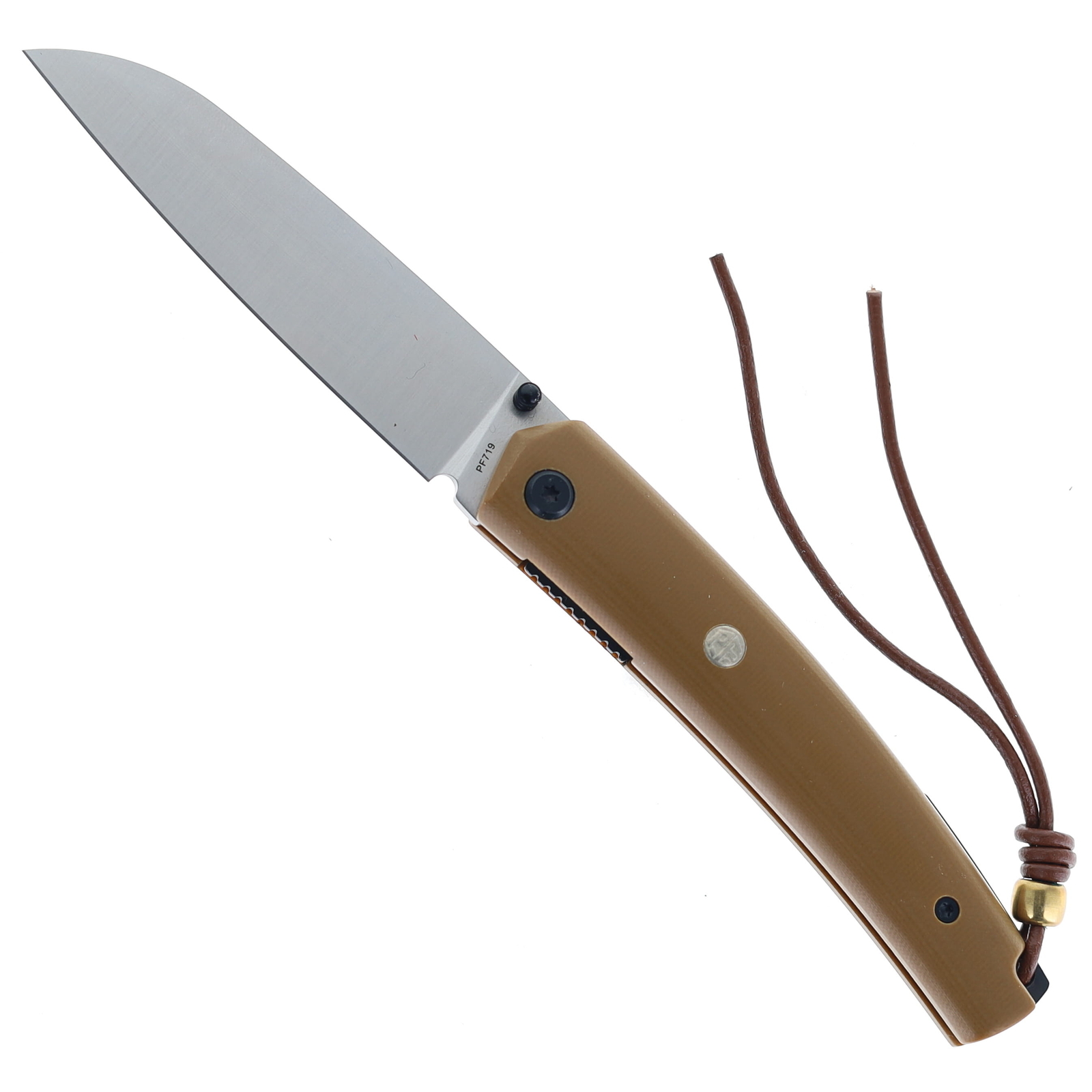 Petrified Fish Folding Knife Brown G10 Handle 12C27N Plain Edge Satin PF719BRS