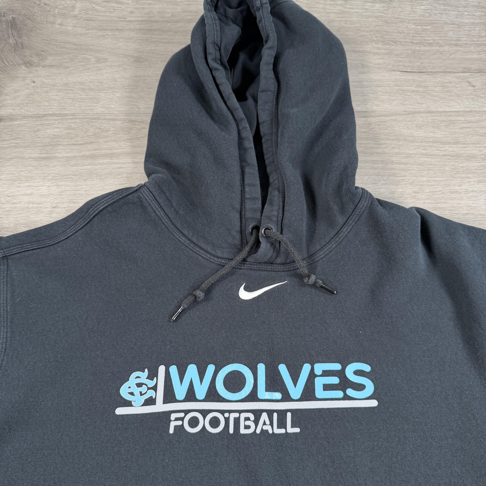Nike Center Swoosh Hoodie Wolves Football Mens 3XL Black Pullover Sweatshirt