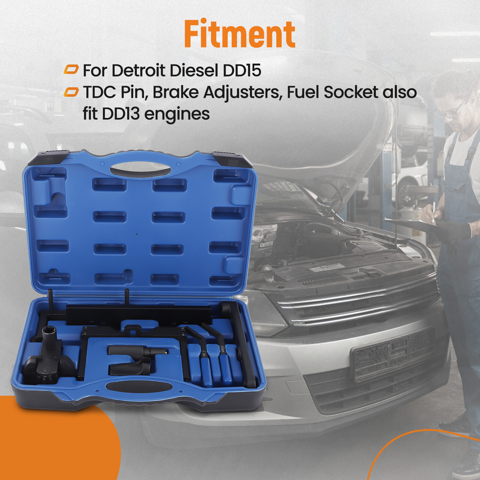 9PCS Engine Timing Tool Kit for Detroit Diesel DD15 DD13 with Storage Case