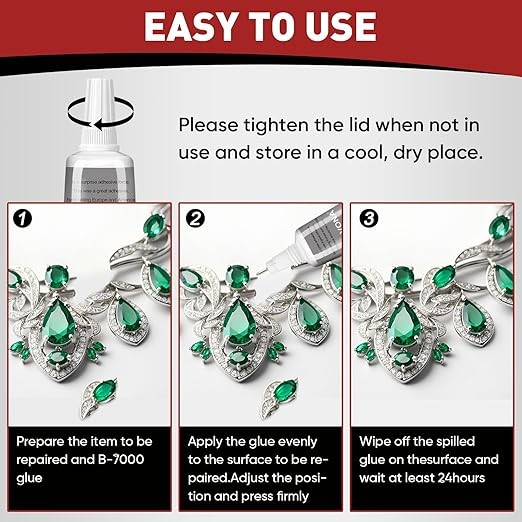 B-7000 Glue Clear 4 Pack – 15ml Jewelry Rhinestone Fabric Phone Repair Adhesive