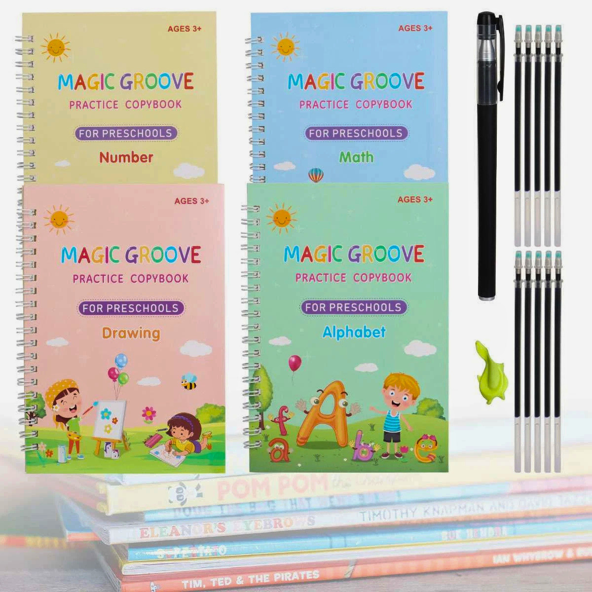 Magic Grooved Handwriting Practice Book for Kids Reusable Copybook Set