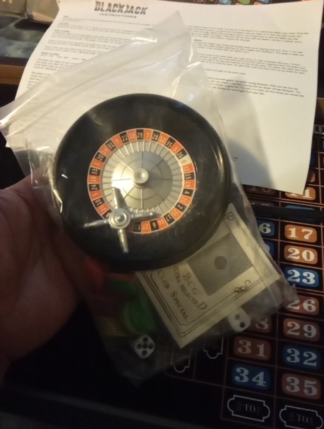 Professor Puzzle Home Casino Set Blackjack & Roulette Double Sided Tabletop Game