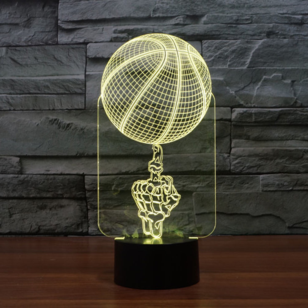 3D Head basketball Visual Night Light 7 Color Change LED Table Lamp Gift for Boy