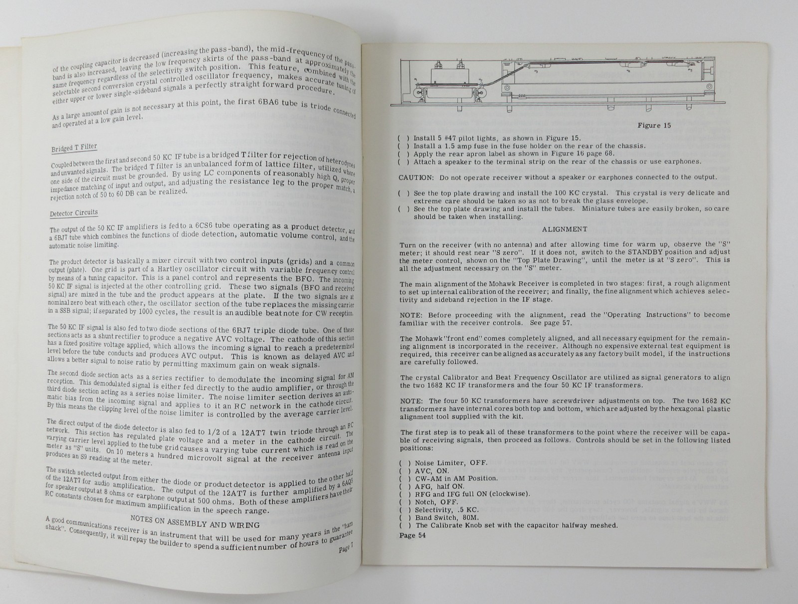 Heathkit Mohawk Ham Radio Receiver RX-1 CONDENSED MANUAL Schematic Controls 1964